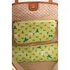 Canvas printed bag with leather strap