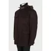 Men's insulated coat in brown color