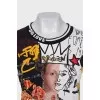 Straight T-shirt with combined print