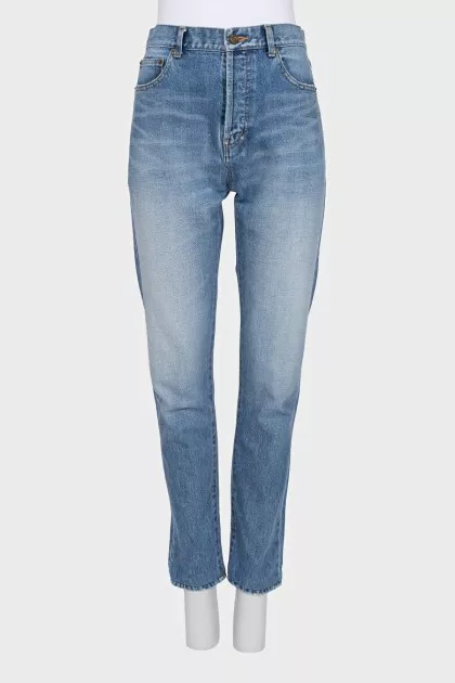 Mid-rise jeans with embroidered logo