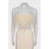 Raffia fringed top and skirt suit