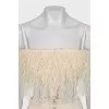 Raffia fringed top and skirt suit