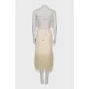 Raffia fringed top and skirt suit