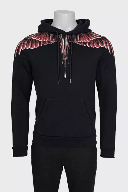 Men's printed drawstring hoodie