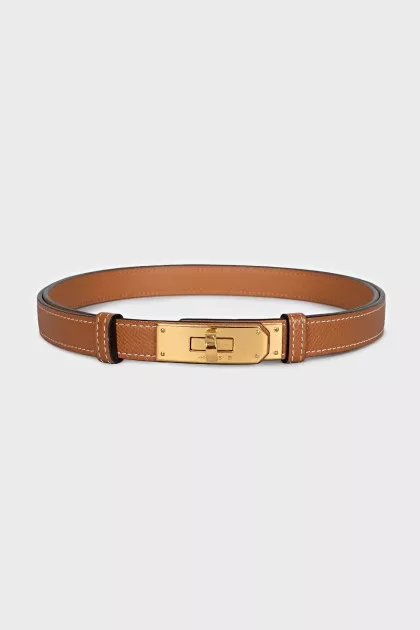Kelly 18 Leather Belt with Gold Buckle