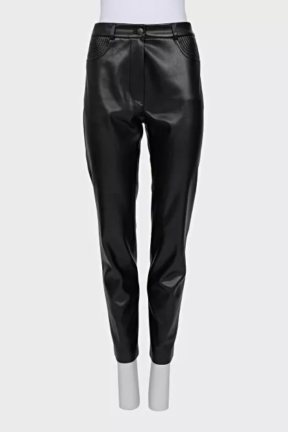 Black faux leather trousers