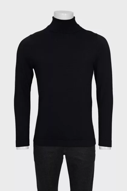 Men's black wool turtleneck