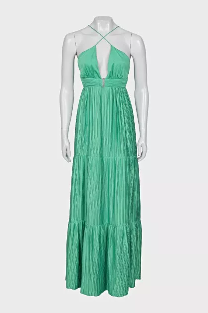 Pleated dress with ties