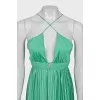 Pleated dress with ties