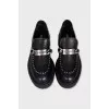 Leather loafers with silver decor