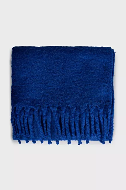 Blue scarf with fringe