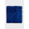 Blue scarf with fringe