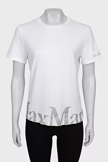 Straight T-shirt with silver print