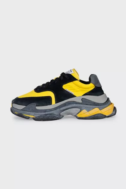 Men's black and yellow Triple S sneakers