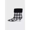 Checkered ankle boots with heels