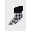 Checkered ankle boots with heels