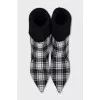Checkered ankle boots with heels