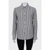 White and blue striped shirt