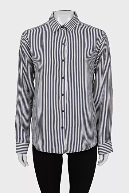 White and blue striped shirt