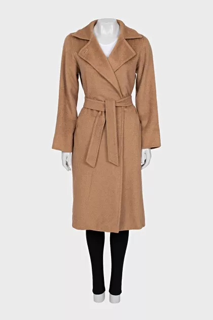 Camel wool wrap coat