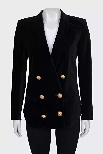 Velvet jacket with accent buttons