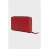 Red leather wallet with logo