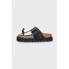 Leather sandals with high soles