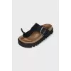 Leather sandals with high soles