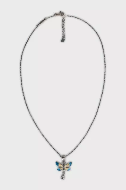 Silver pendant with sapphire and enamel