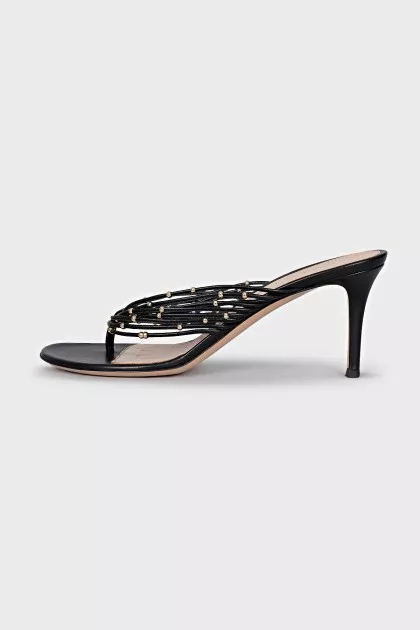 Leather mules with gold details