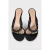 Leather mules with gold details