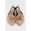 Leather mules with gold details