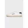 White leather sneakers with branded embroidery