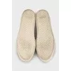 White leather sneakers with branded embroidery