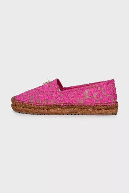 Pink lace espadrilles