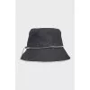 Gray panama hat decorated with a cord
