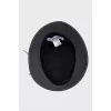 Gray panama hat decorated with a cord