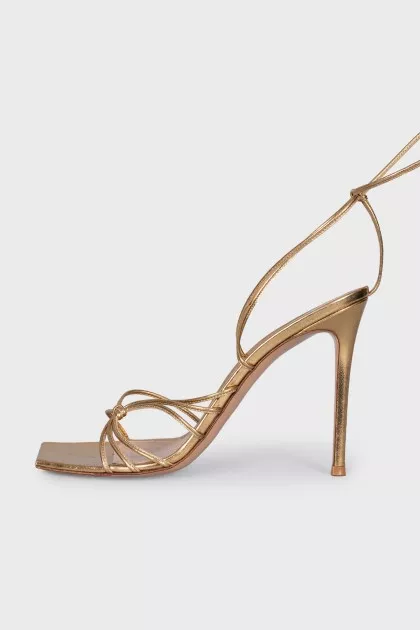 Gold lace-up sandals