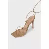 Gold lace-up sandals