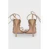 Gold lace-up sandals