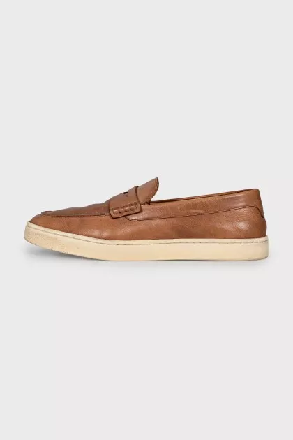 Men's light brown leather loafers