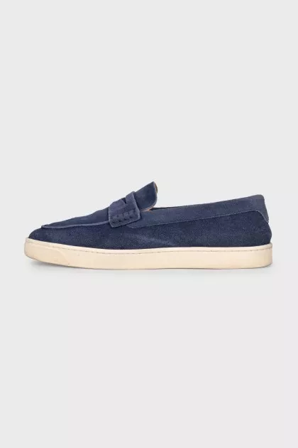 Men's blue suede loafers