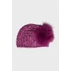 Cashmere hat decorated with fur