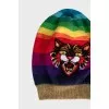 Multicolored hat with animal print