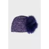 Cashmere hat with fur