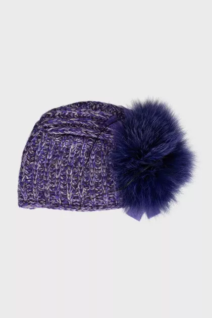 Cashmere hat with fur