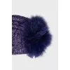 Cashmere hat with fur