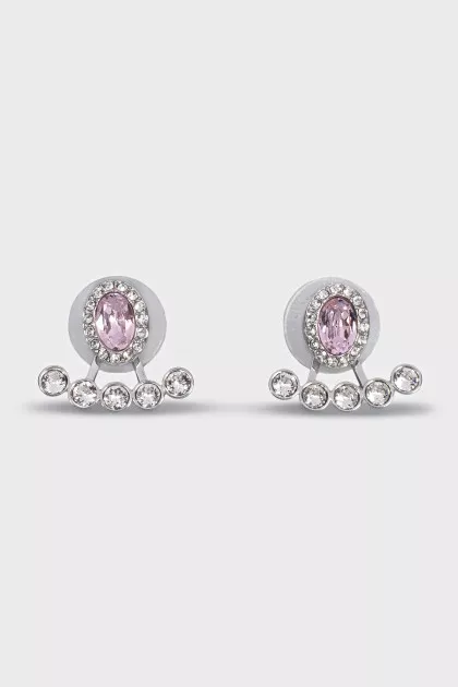 Silver earrings with pink crystals