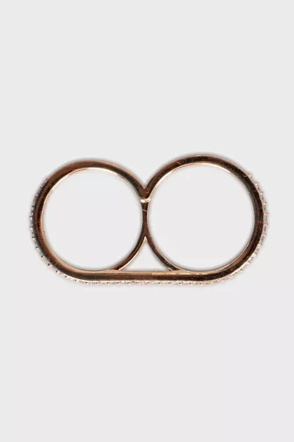 Double ring with crystals