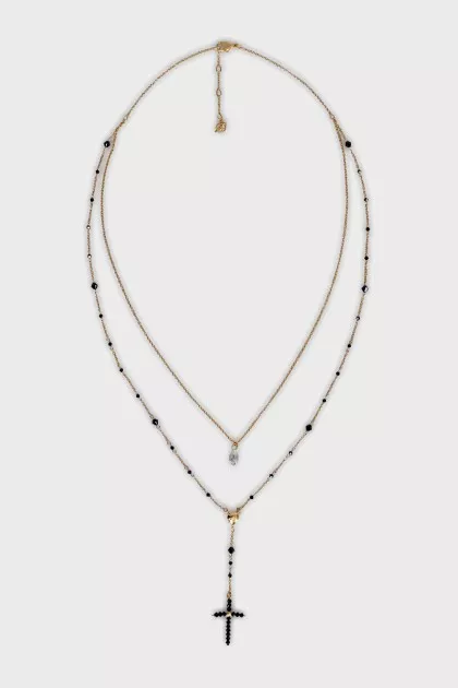 Gold necklace with crystals